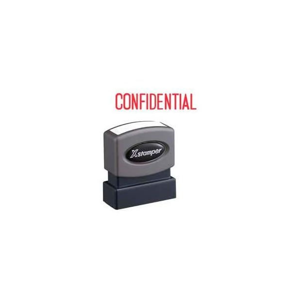 Shachihata Xstamper Pre-Inked Message Stamp, CONFIDENTIAL, 1-5/8" x 1/2", Red 1130 - main